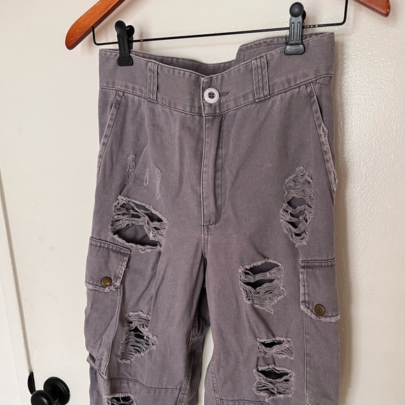 Camar Greyish-Purple Distressed Cargos - Picture 3 of 6